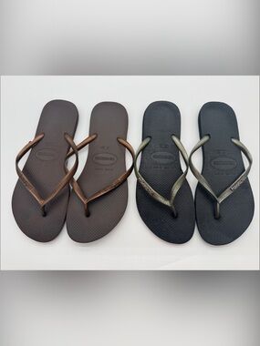 Havaianas Flip Flops - Brown and Black (2 Pairs) size 41-42
